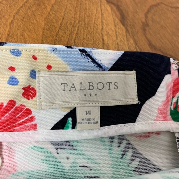 Talbots Skirt Tropical Flamingo Flowers Beach Hawaiian Sz 14 Vibrant Cotton - Picture 8 of 10
